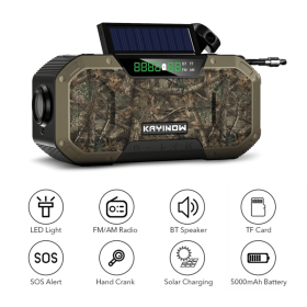 Solar Radio Hand Crank Emergency Flashlight Reading Light AM FM NOAA Phone Charger SOS Alarming Outdoor Survival Power Bank Powe Generator (Color: DF-5803, Ships From: China)