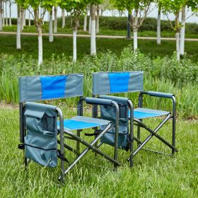 2-piece Padded Folding Outdoor Chair with Storage Pockets,Lightweight Oversized Directors Chair for indoor, Outdoor Camping, Picnics and Fishing (Color: AS PIC)
