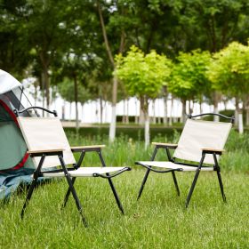 2-piece Folding Outdoor Chair for Indoor, Outdoor Camping, Picnics, Beach,Backyard, BBQ, Party, Patio, Beige (Color: AS PIC)